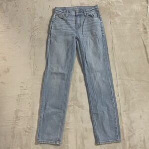 American Eagle Jeans Women's Size 00 Super High Rise Straight Stretch Blue Denim